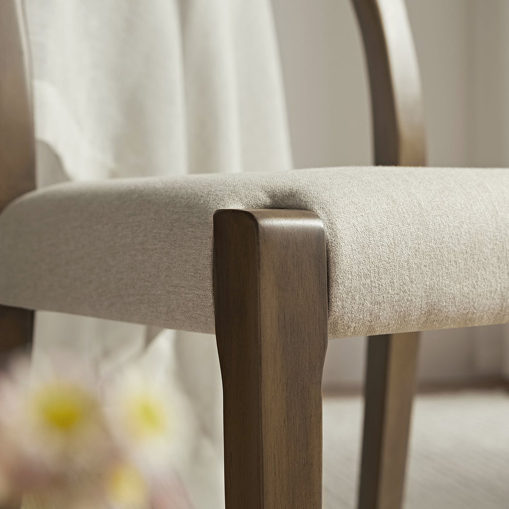 Lumi Dining Chair, Oatmeal Fabric | Silver Oak Frame