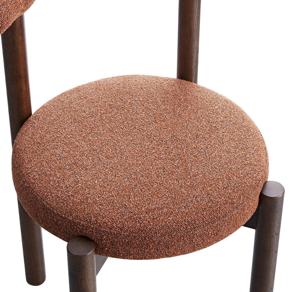 Demeter Dining Chair, Brick Boucle | Dark Walnut Frame