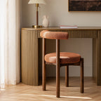 Demeter Dining Chair, Brick Boucle | Dark Walnut Frame