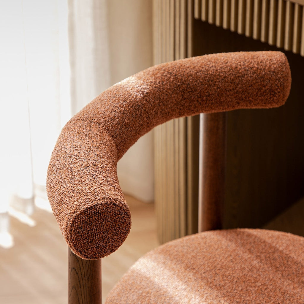 Demeter Dining Chair, Brick Boucle | Dark Walnut Frame