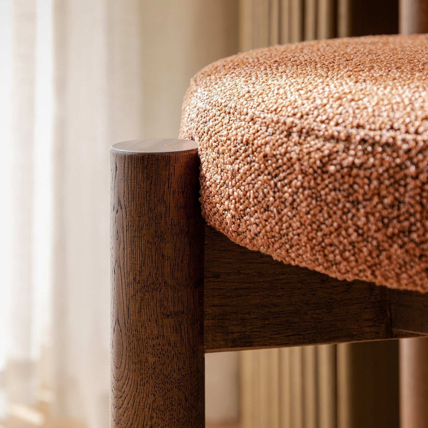 Demeter Dining Chair, Brick Boucle | Dark Walnut Frame