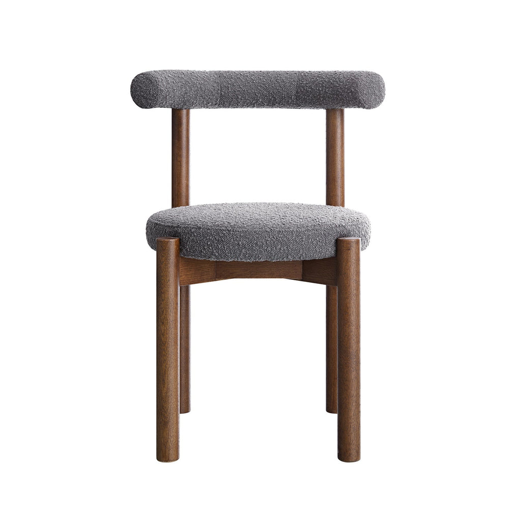 Demeter Dining Chair, Charcoal Boucle | Dark Walnut Frame