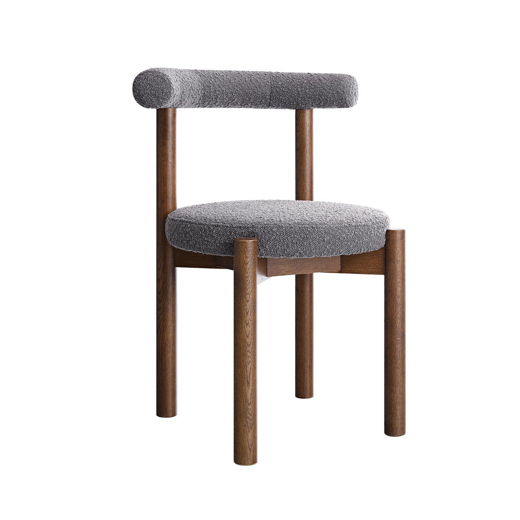 Demeter Dining Chair, Charcoal Boucle | Dark Walnut Frame