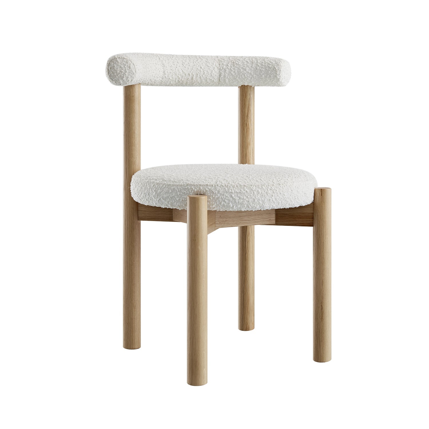 Demeter Dining Chair, Ecru Boucle | Natural Oak Frame
