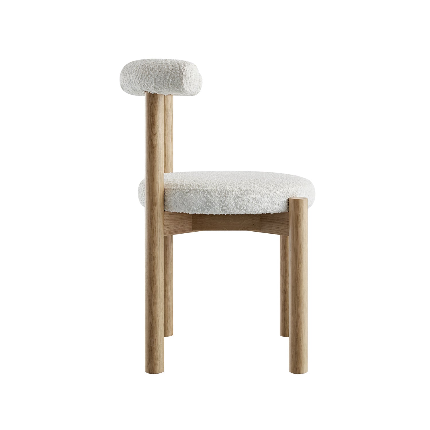 Demeter Dining Chair, Ecru Boucle | Natural Oak Frame