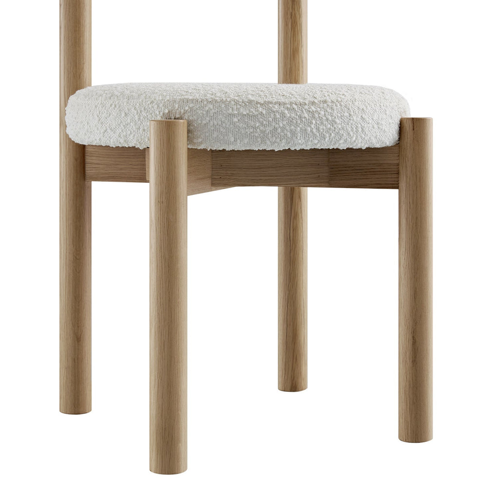 Demeter Dining Chair, Ecru Boucle | Natural Oak Frame