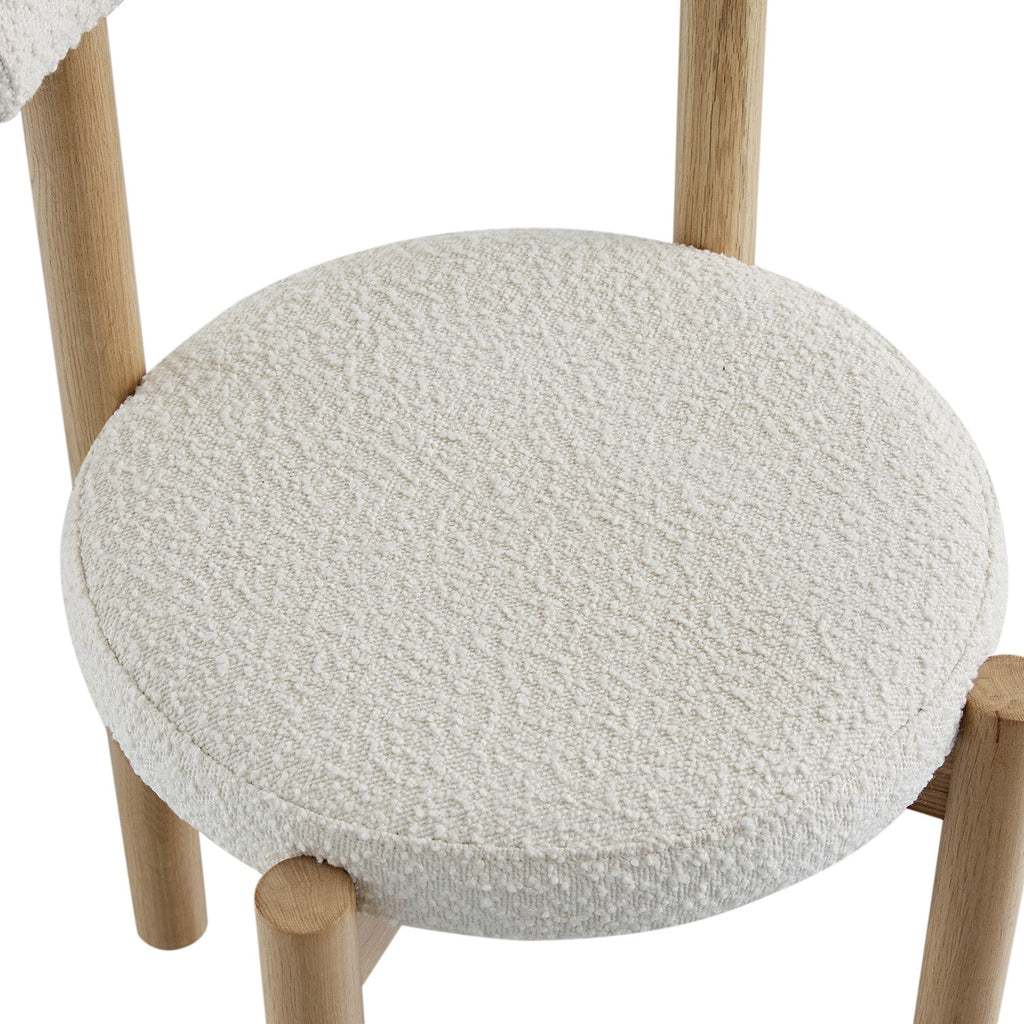 Demeter Dining Chair, Ecru Boucle | Natural Oak Frame