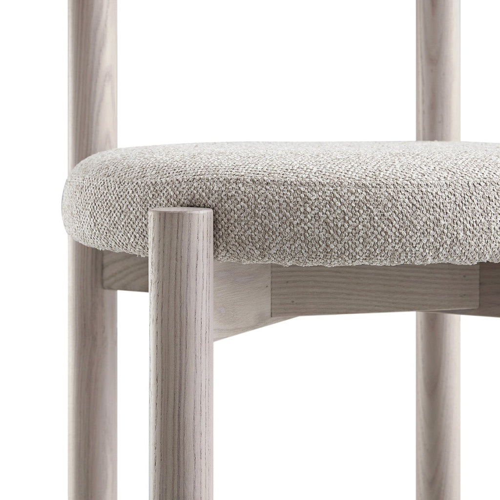 Demeter Dining Chair, Oatmeal Fabric | White Washed Oak Frame