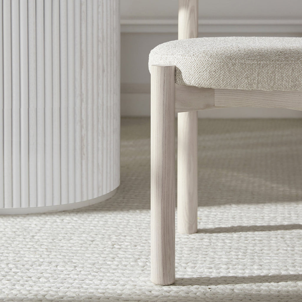 Demeter Dining Chair, Oatmeal Fabric | White Washed Oak Frame
