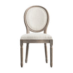 Lainston Set of 2 Classic Weathered Oak Dining Chairs, Beige Textured Fabric