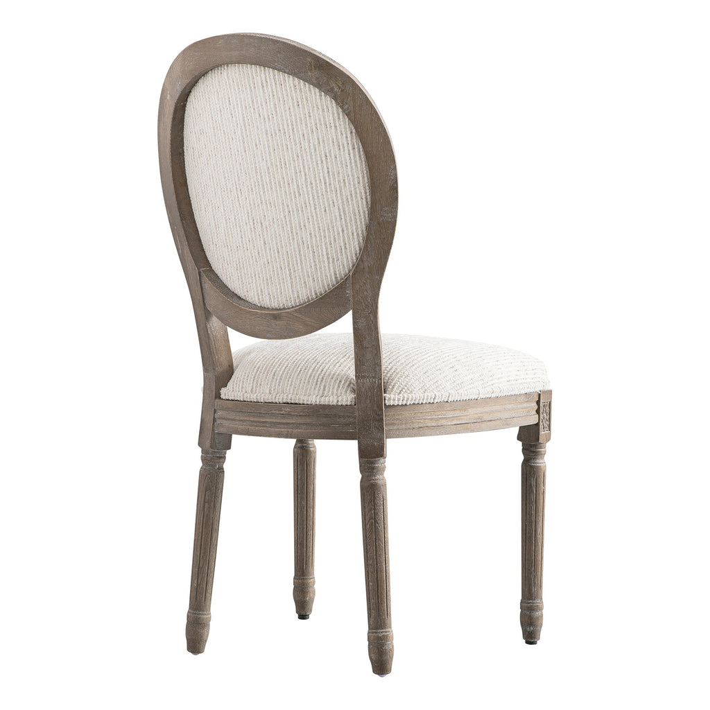 Lainston Set of 2 Classic Weathered Oak Dining Chairs, Beige Textured Fabric