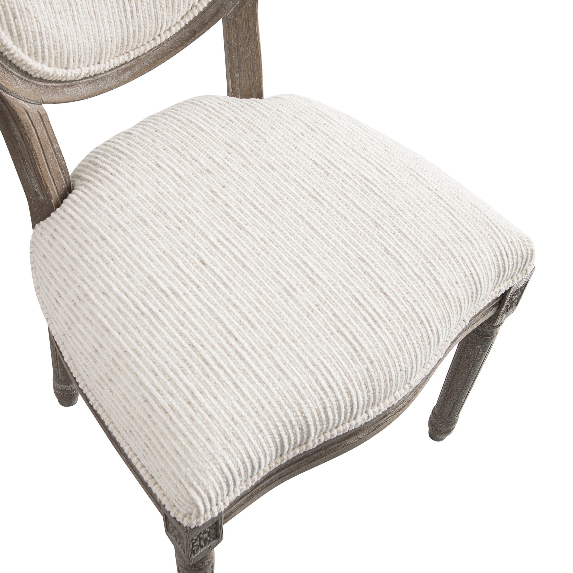 Lainston Set of 2 Classic Weathered Oak Dining Chairs, Beige Textured Fabric