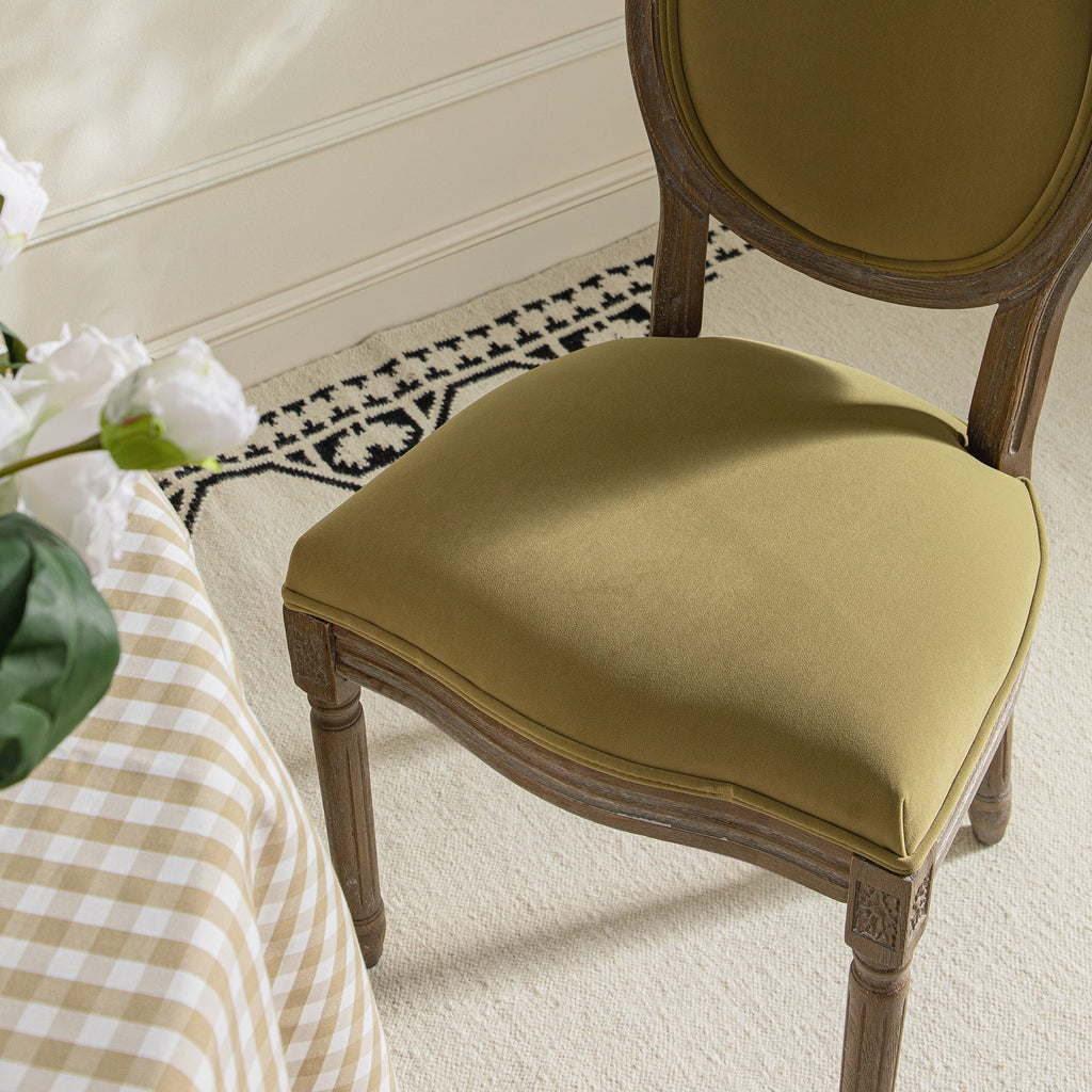 Lainston Set of 2 Classic Weathered Oak Dining Chairs, Fudge Velvet