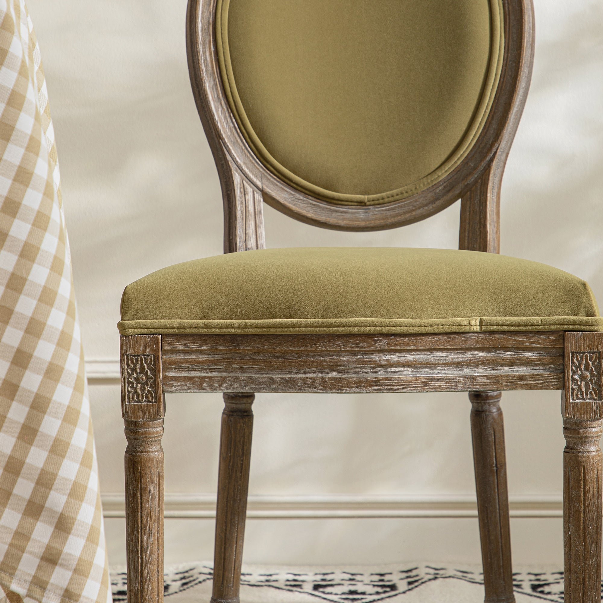 Lainston Set of 2 Classic Weathered Oak Dining Chairs, Fudge Velvet