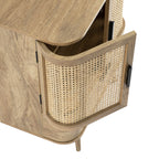 Izzy Curved Rattan 1-Drawer Small Sideboard, Natural