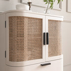 Izzy Curved Rattan 1-Drawer Small Sideboard, White