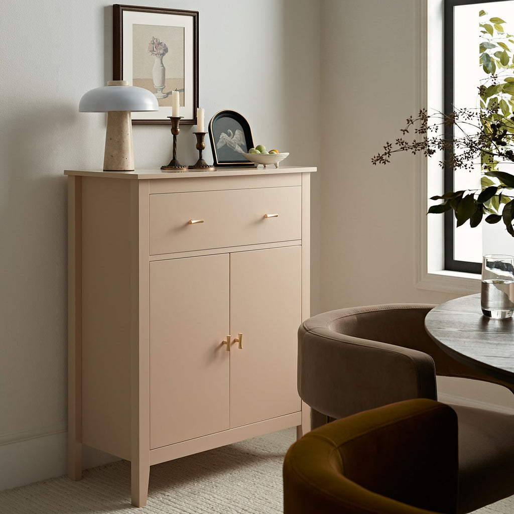 Oakham Small Sideboard with Drawer, Nude Pink