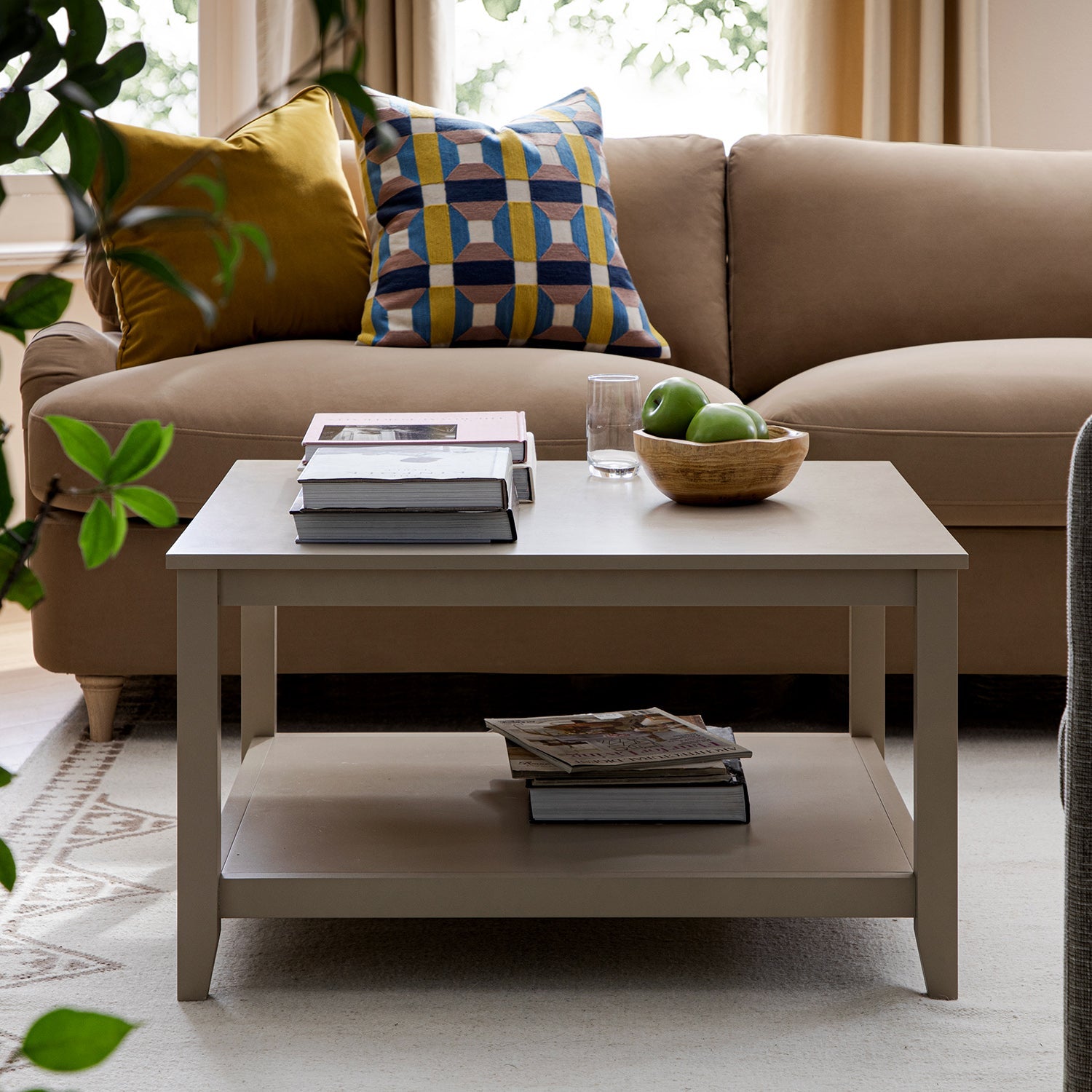 Oakham 80cm Square Coffee Table, Deep Greige