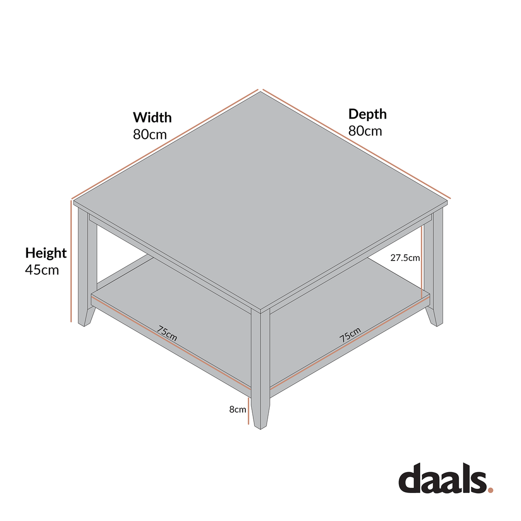 Oakham 80cm Square Coffee Table, Deep Greige