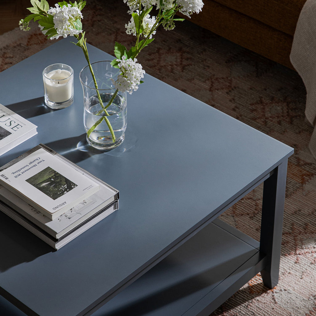 Oakham 80cm Square Coffee Table, Stormy Blue