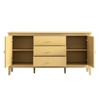 Oakham Wide Sideboard with Drawers, Rattan Yellow
