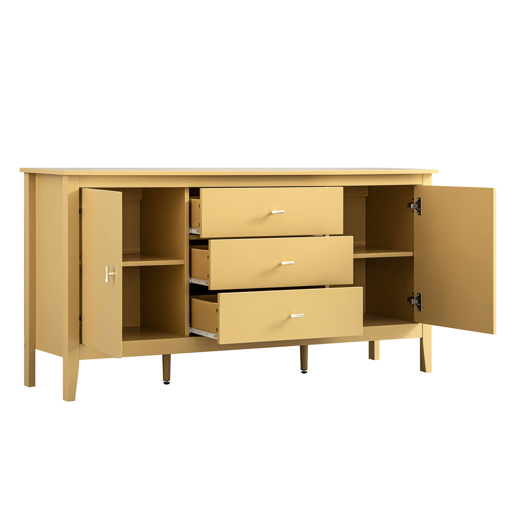 Oakham Wide Sideboard with Drawers, Rattan Yellow