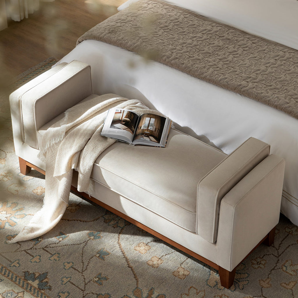 Dipley Champagne Velvet Upholstered Bench