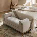 Dipley Oatmeal Woven Fabric Upholstered Bench