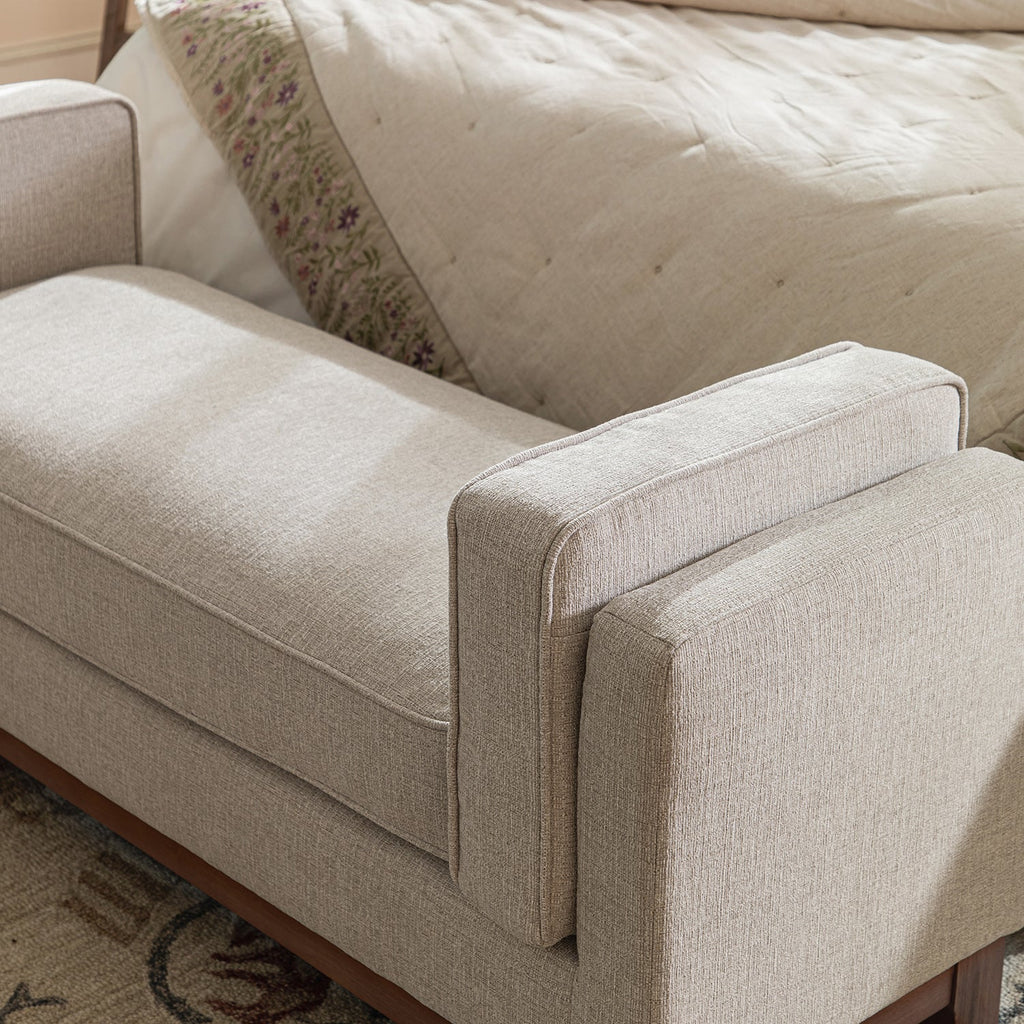 Dipley Oatmeal Woven Fabric Upholstered Bench