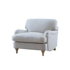 Daphnis Blue Striped Linen Blend Sofa, 1-Seater