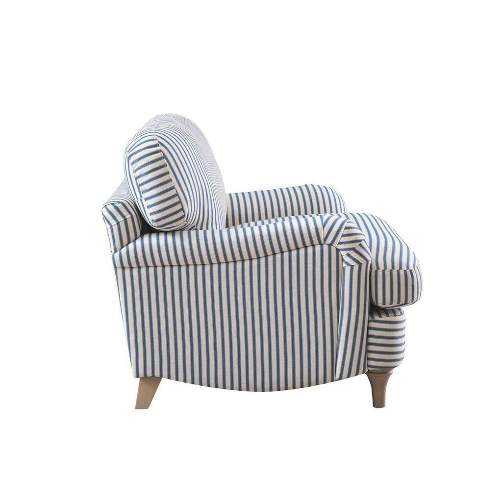 Daphnis Blue Striped Linen Blend Sofa, 1-Seater