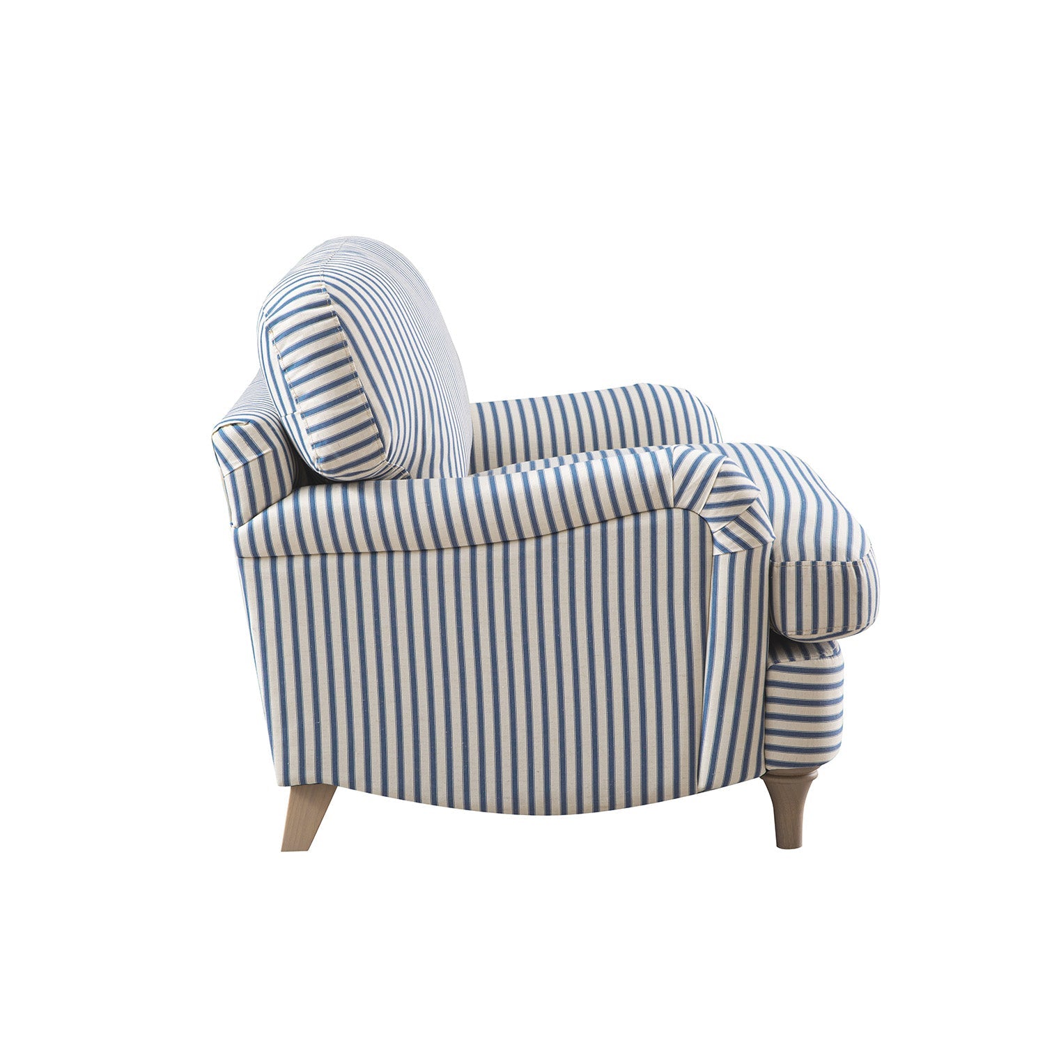 Daphnis Blue Striped Linen Blend Sofa, 1-Seater