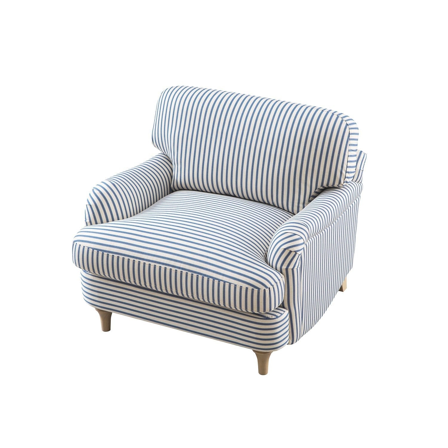 Daphnis Blue Striped Linen Blend Sofa, 1-Seater