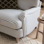 Daphnis Blue Striped Linen Blend Sofa, 1-Seater