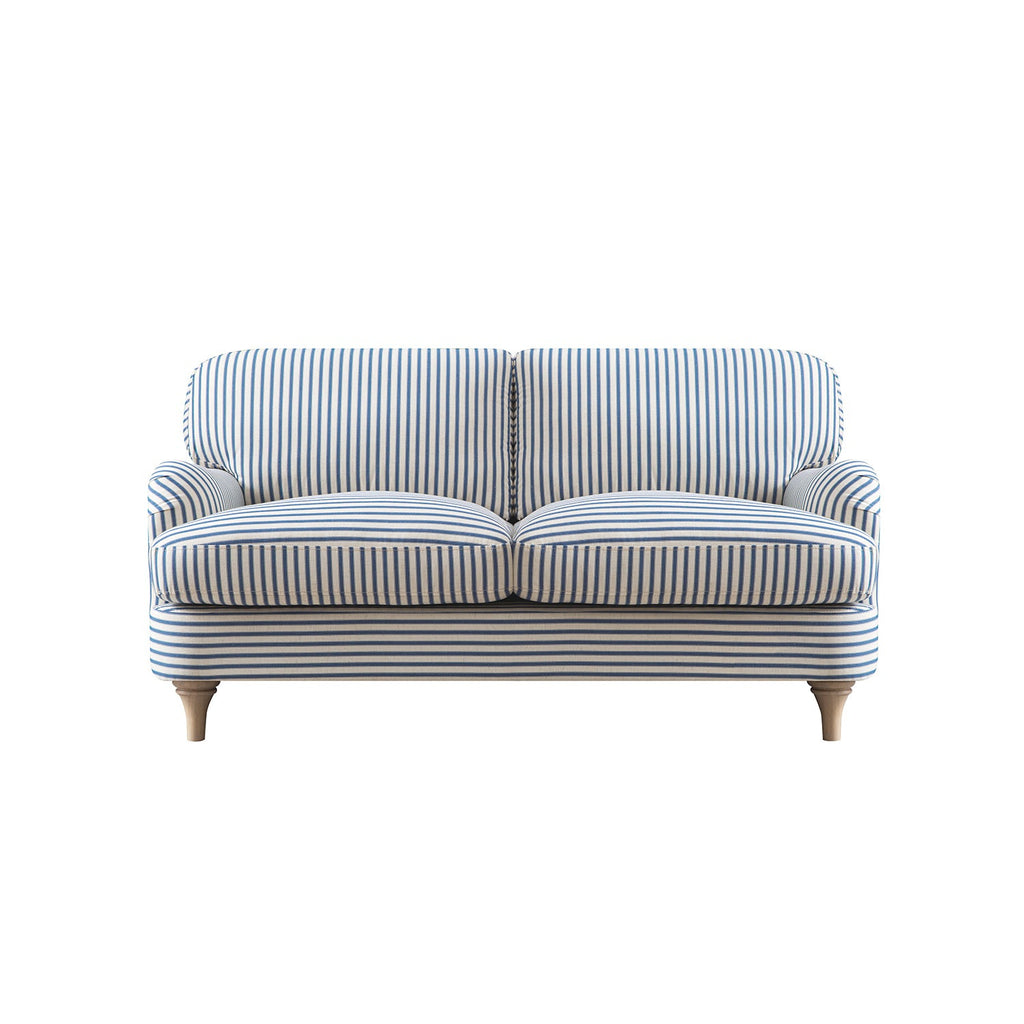 Daphnis Blue Striped Linen Blend Sofa, 2-Seater