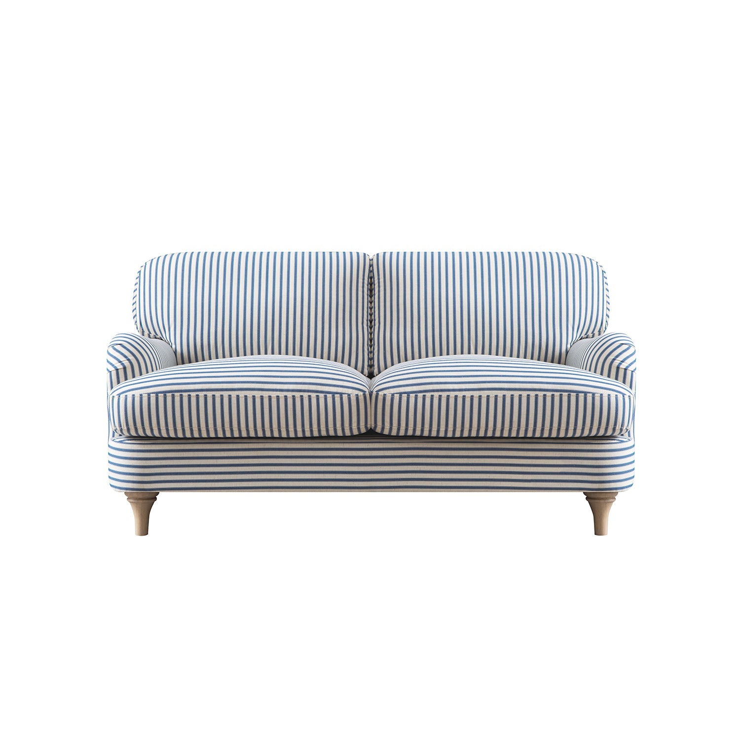 Daphnis Blue Striped Linen Blend Sofa, 2-Seater