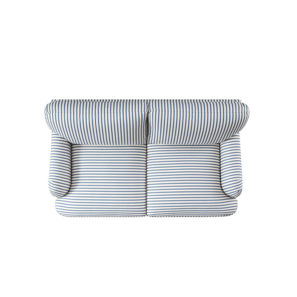 Daphnis Blue Striped Linen Blend Sofa, 2-Seater