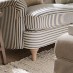 Daphnis Blue Striped Linen Blend Sofa, 2-Seater