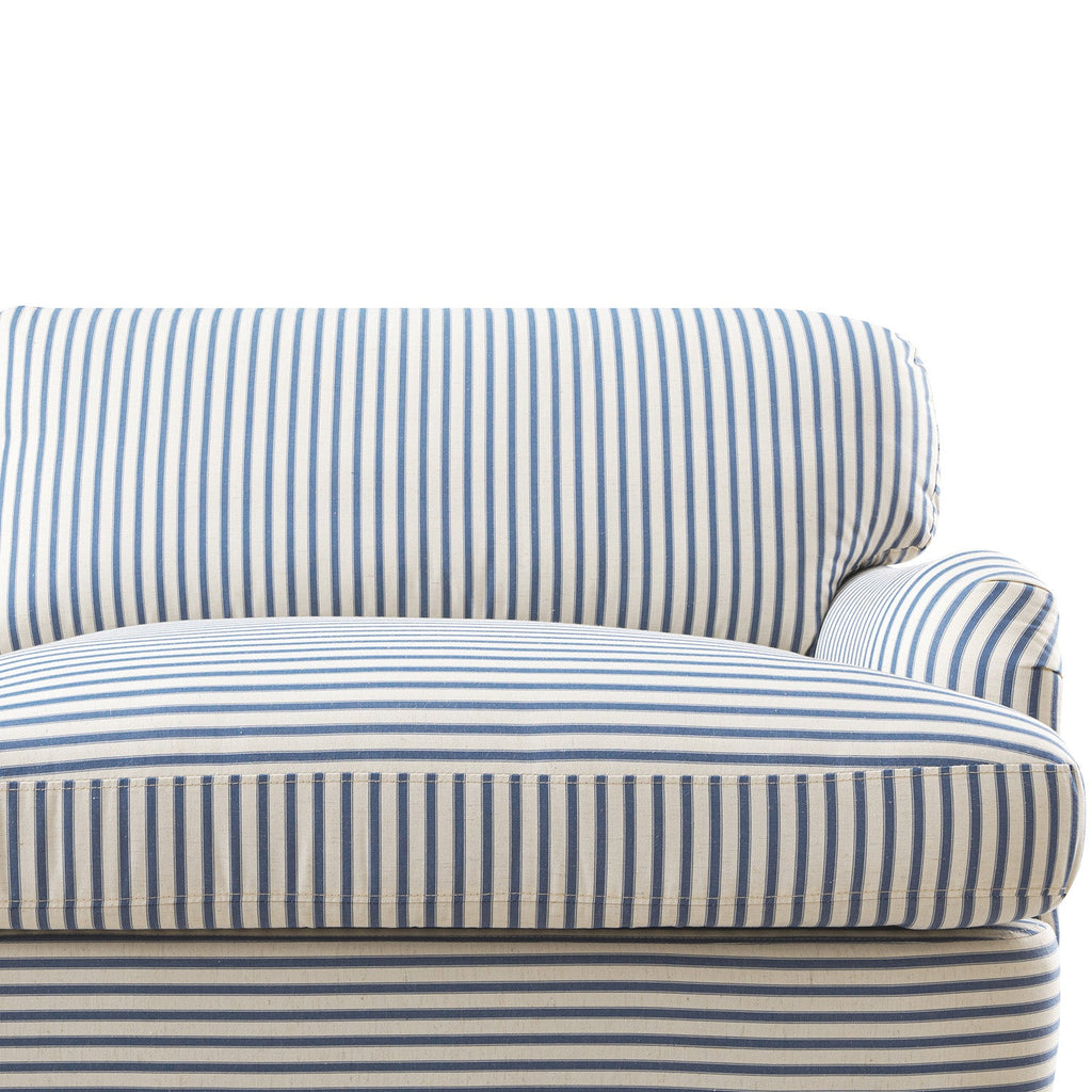 Daphnis Blue Striped Linen Blend Sofa, 3-Seater