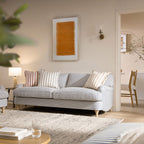 Daphnis Blue Striped Linen Blend Sofa, 3-Seater