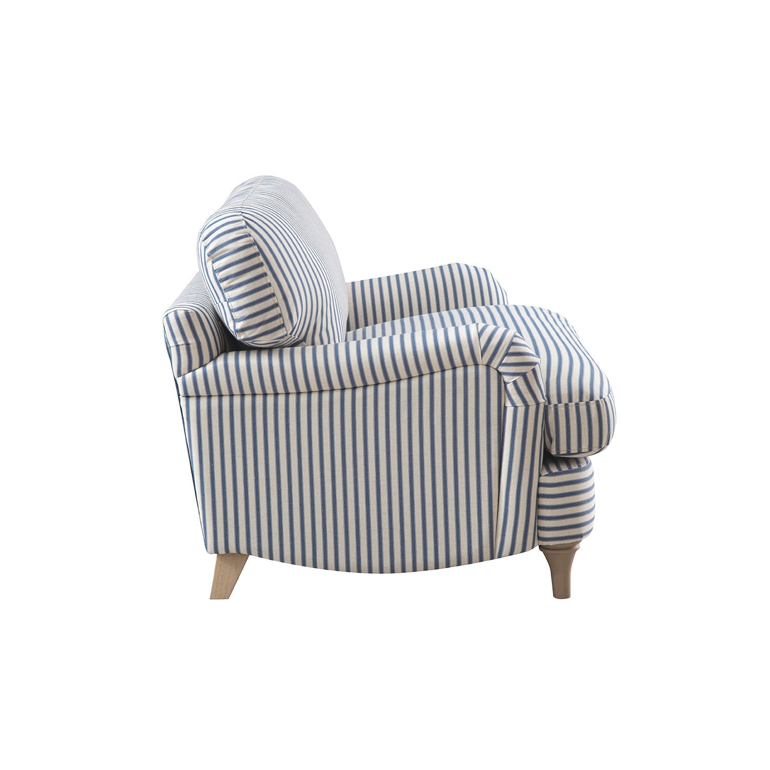 Daphnis Blue Striped Linen Blend Sofa, Loveseat