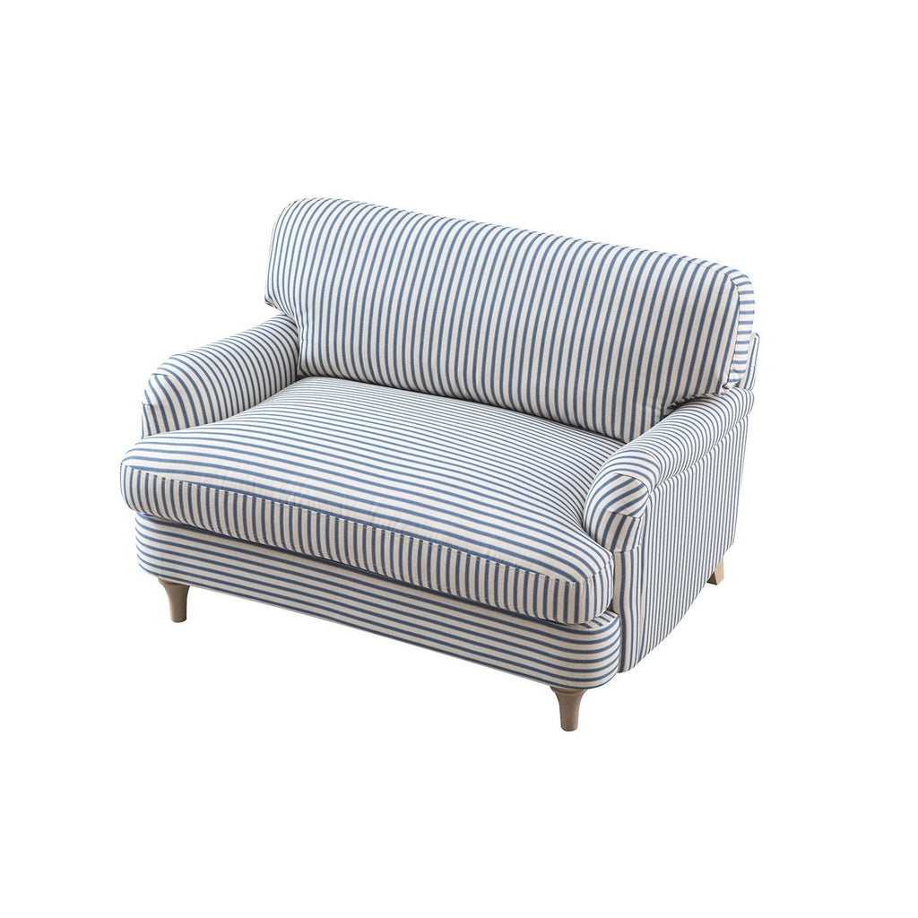 Daphnis Blue Striped Linen Blend Sofa, Loveseat