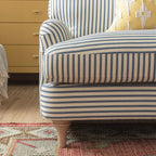 Daphnis Blue Striped Linen Blend Sofa, Loveseat