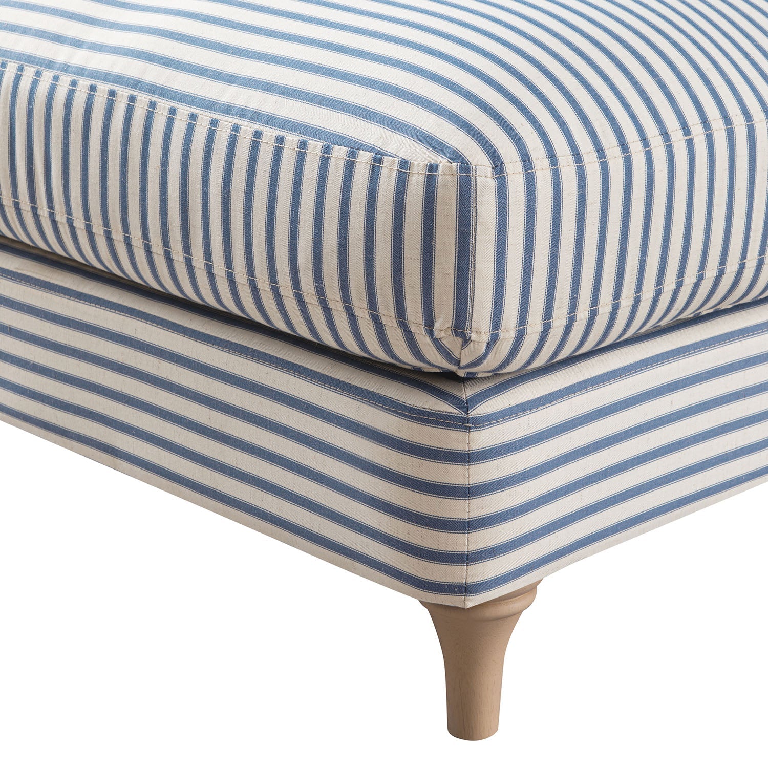 Daphnis Blue Striped Linen Blend Footstool