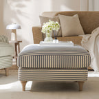 Daphnis Blue Striped Linen Blend Footstool