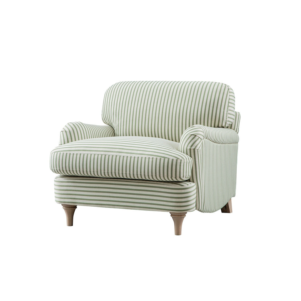 Daphnis Green Striped Linen Blend Sofa, 1-Seater