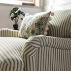Daphnis Green Striped Linen Blend Sofa, 1-Seater