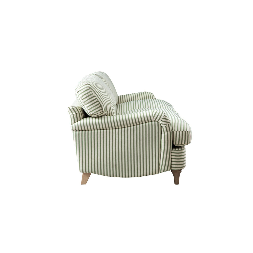 Daphnis Green Striped Linen Blend Sofa, 3-Seater