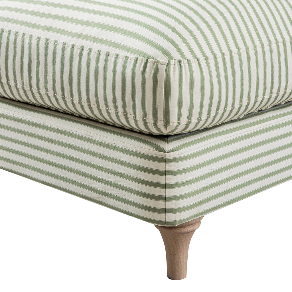 Daphnis Green Striped Linen Blend Footstool