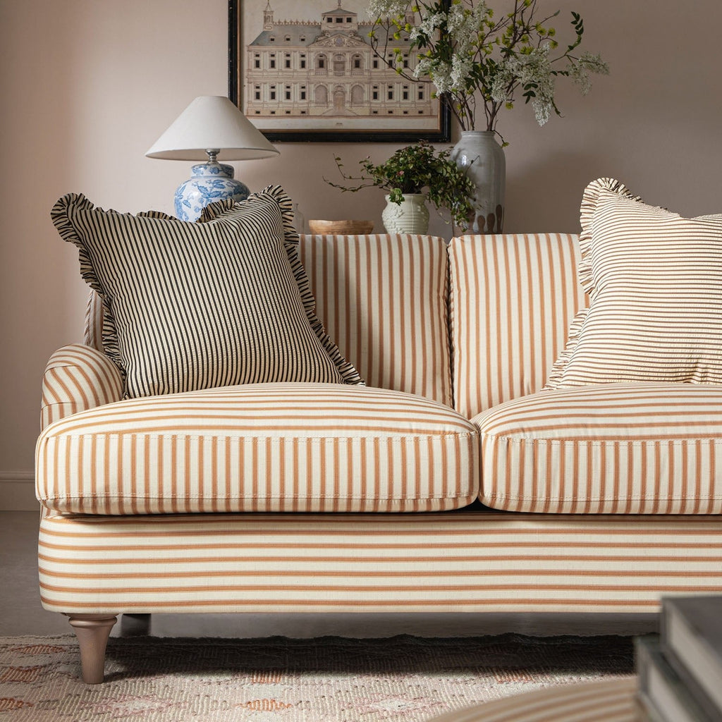 Daphnis Ochre Striped Linen Blend Sofa, 2-Seater